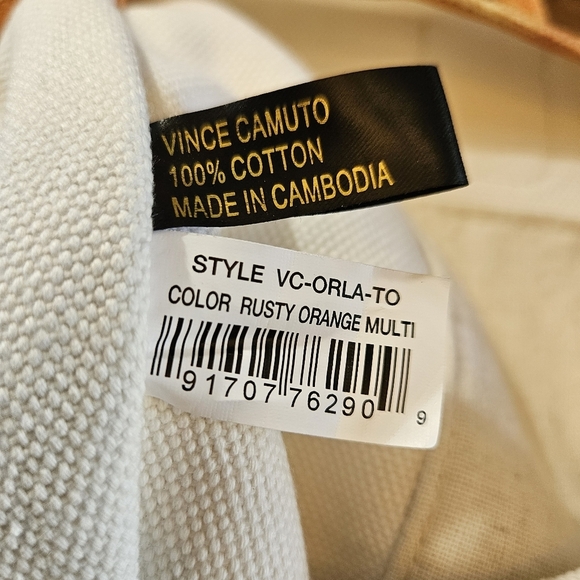 Vince Camuto Orla 100% Cotton Double Handle Tote Rusty Orange Tie Dye - Picture 7 of 11